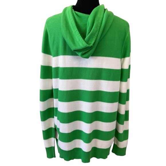 NEW LAUREN ACTIVE RALPH LAUREN Green White Striped Pullover Hoodie Plus Size 1X - Picture 2 of 7